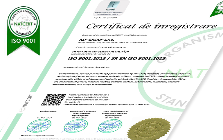 Certifikácia ASP Group ISO 9001:2015